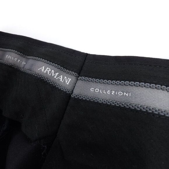 ARMANI COLLEZIONI Tuxedo Jacket Pleated Pants Formal Suit Set Black Old Money - Picture 14 of 16